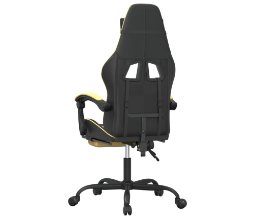 Silla gaming con reposapiés cuero sintético negro dorado