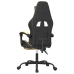 Silla gaming con reposapiés cuero sintético negro dorado