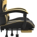 Silla gaming con reposapiés cuero sintético negro dorado