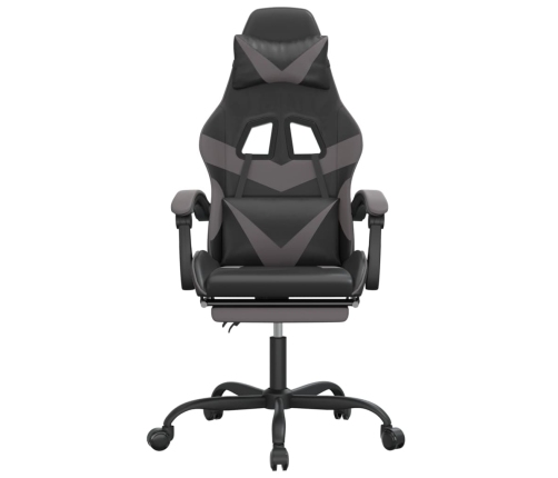 Silla gaming con reposapiés cuero sintético negro gris