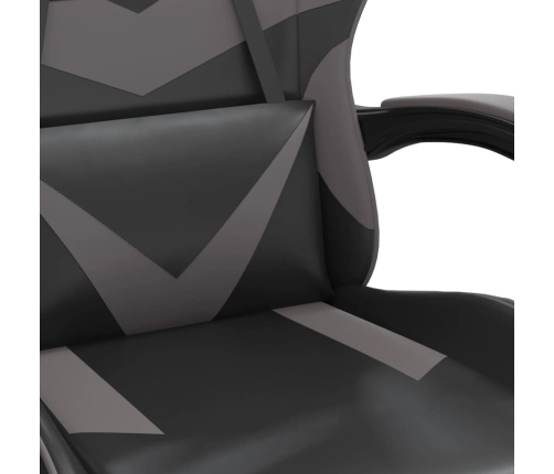 Silla gaming con reposapiés cuero sintético negro gris