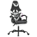 Silla gaming con reposapiés cuero sintético negro blanco