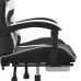 Silla gaming con reposapiés cuero sintético negro blanco