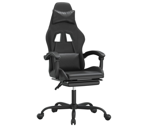 Silla gaming con reposapiés cuero sintético negro