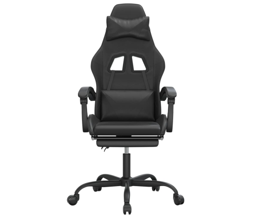 Silla gaming con reposapiés cuero sintético negro