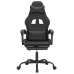 Silla gaming con reposapiés cuero sintético negro