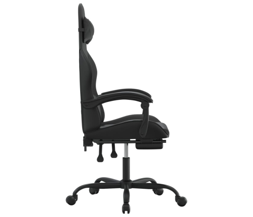 Silla gaming con reposapiés cuero sintético negro