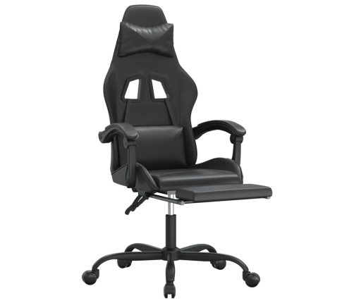 Silla gaming con reposapiés cuero sintético negro