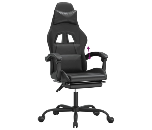 Silla gaming con reposapiés cuero sintético negro