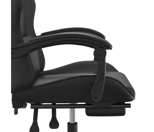 Silla gaming con reposapiés cuero sintético negro