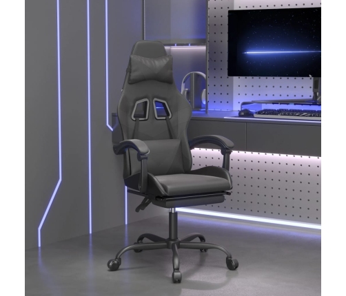 Silla gaming con reposapiés cuero sintético negro