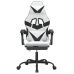 Silla gaming con reposapiés cuero sintético blanco negro