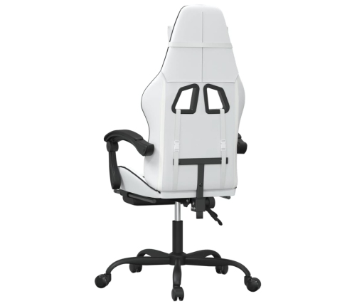 Silla gaming con reposapiés cuero sintético blanco negro