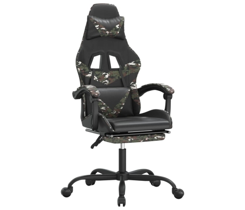 Silla gaming con reposapiés cuero sintético negro camuflaje