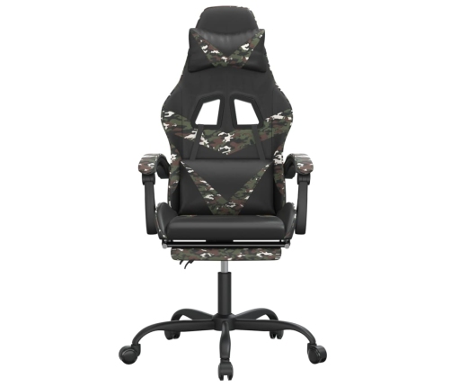 Silla gaming con reposapiés cuero sintético negro camuflaje