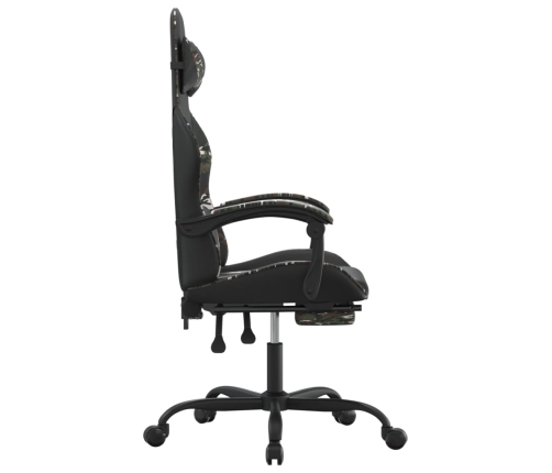 Silla gaming con reposapiés cuero sintético negro camuflaje