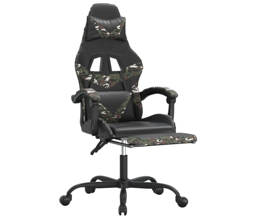 Silla gaming con reposapiés cuero sintético negro camuflaje