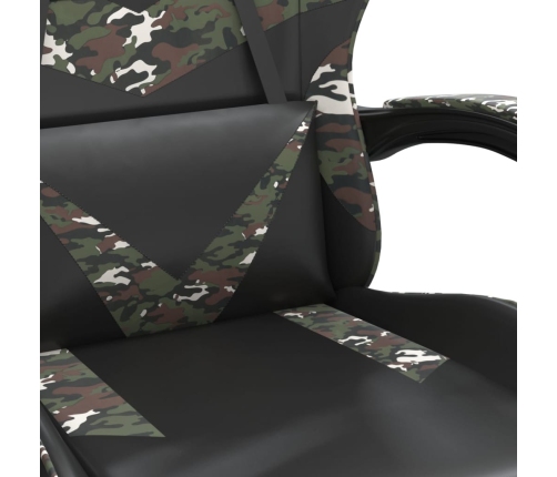 Silla gaming con reposapiés cuero sintético negro camuflaje