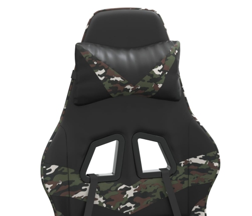 Silla gaming con reposapiés cuero sintético negro camuflaje