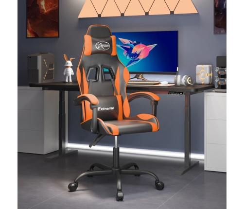 Silla gaming cuero sintético negro y naranja