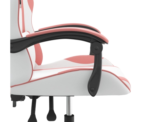 Silla gaming cuero sintético blanco y rosa