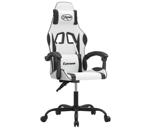 Silla gaming cuero sintético blanco y negro