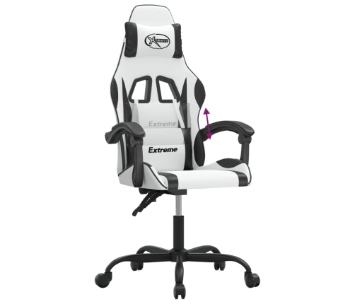 Silla gaming cuero sintético blanco y negro