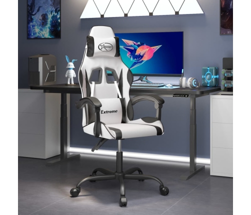 Silla gaming cuero sintético blanco y negro