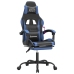 Silla gaming con reposapiés cuero sintético negro azul