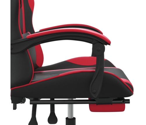 Silla gaming con reposapiés cuero sintético negro rojo