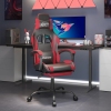 Silla gaming con reposapiés cuero sintético negro rojo