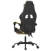 Silla gaming con reposapiés cuero sintético negro dorado