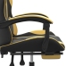 Silla gaming con reposapiés cuero sintético negro dorado