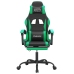 Silla gaming con reposapiés cuero sintético negro verde