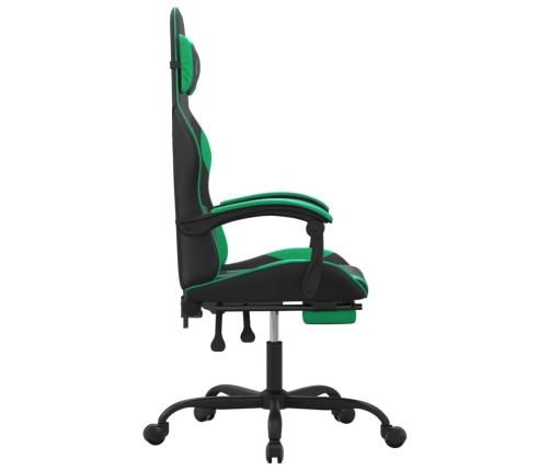 Silla gaming con reposapiés cuero sintético negro verde