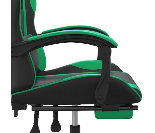 Silla gaming con reposapiés cuero sintético negro verde