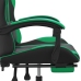 Silla gaming con reposapiés cuero sintético negro verde