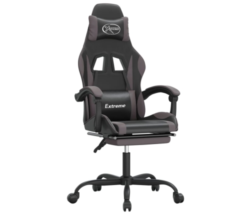 Silla gaming con reposapiés cuero sintético negro gris