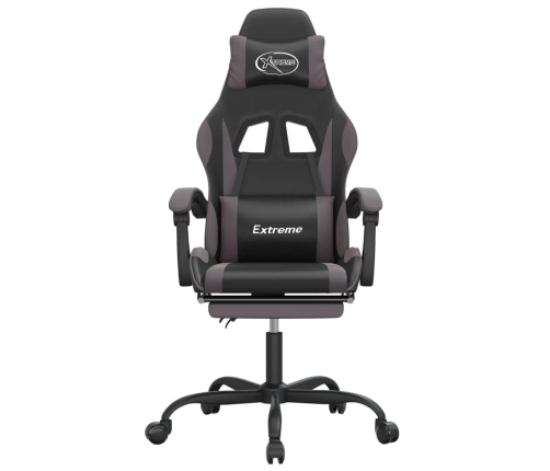 Silla gaming con reposapiés cuero sintético negro gris