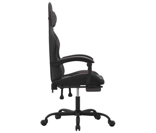 Silla gaming con reposapiés cuero sintético negro gris