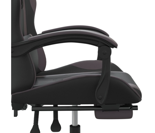 Silla gaming con reposapiés cuero sintético negro gris