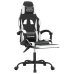 Silla gaming con reposapiés cuero sintético negro blanco