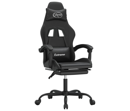 Silla gaming con reposapiés cuero sintético negro