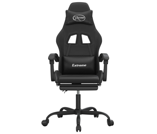 Silla gaming con reposapiés cuero sintético negro