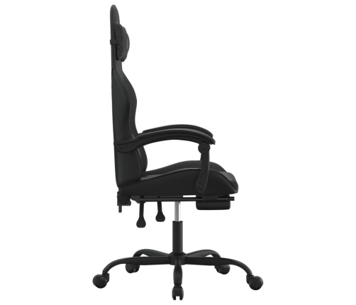 Silla gaming con reposapiés cuero sintético negro