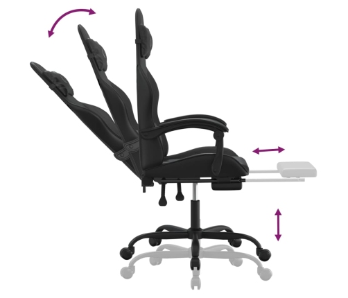 Silla gaming con reposapiés cuero sintético negro