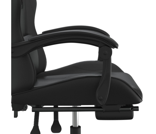 Silla gaming con reposapiés cuero sintético negro