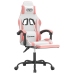 Silla gaming con reposapiés cuero sintético blanco y rosa