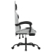 Silla gaming con reposapiés cuero sintético blanco negro