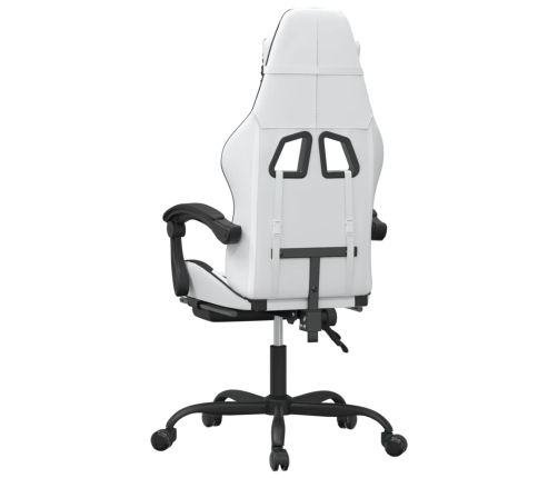 Silla gaming con reposapiés cuero sintético blanco negro